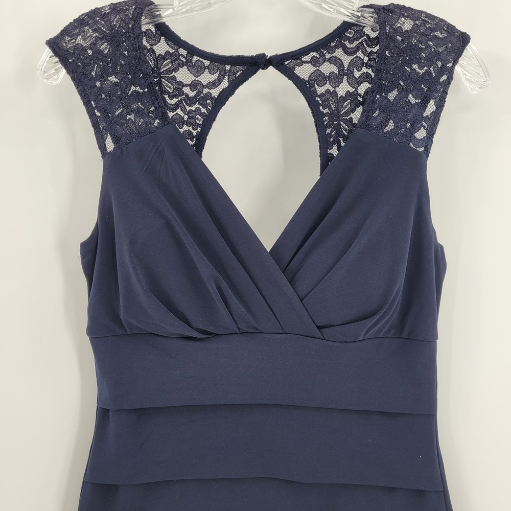 Enforce Studio Navy Blue Bodycon Tiered Above Knee Size 6 Dress